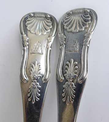 Lot 2095 - A pair of George IV silver serving spoons, in...
