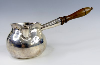 Lot 2162 - A George II silver brandy pan, of plain round...