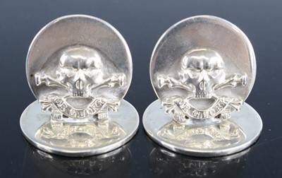 Lot 607 - A pair of Edwardian silver Regimental place...