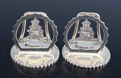 Lot 605 - A pair of George VI Regimental silver place...