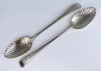 Lot 2088 - A pair of George III silver serving spoons,...