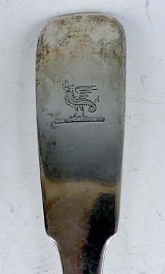 Lot 2100 - A George IV Irish silver soup ladle, in the...