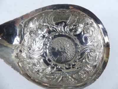 Lot 2074 - Three Georgian silver bowled and whale bone...