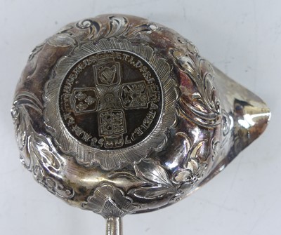 Lot 2074 - Three Georgian silver bowled and whale bone...