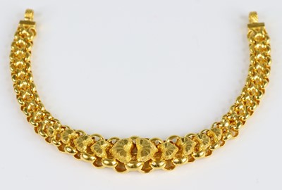 Lot 2703 - A yellow metal fancy double belcher link...