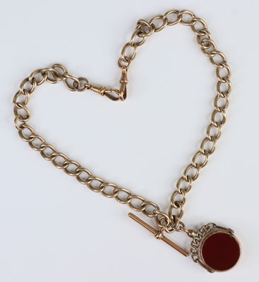 Lot 2704 - A 9ct gold open curblink Albert chain with two...
