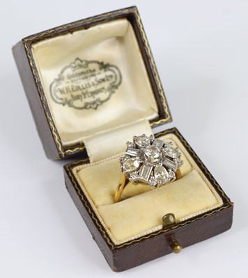 Lot A yellow and white metal diamond cocktail ring,...