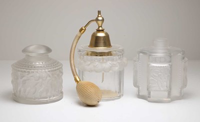 Lot 485 - A group of Lalique glass scent bottles, 20th...