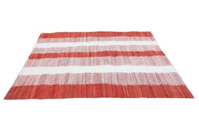 Lot 1141 - A modern kilim style rug with striped red and...