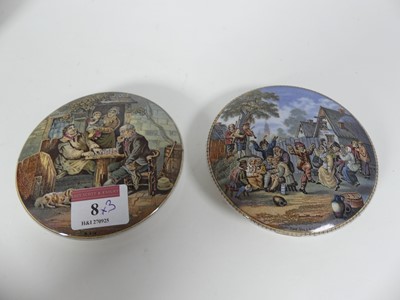 Lot 8 - A pair of Victorian prattware pot lids, one...