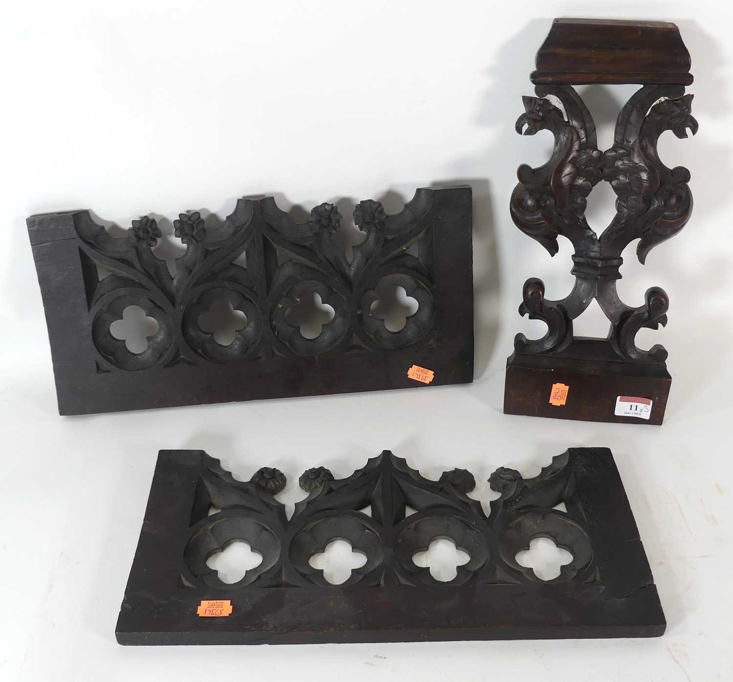Lot 11 - A pair of carved oak architectural brackets;...
