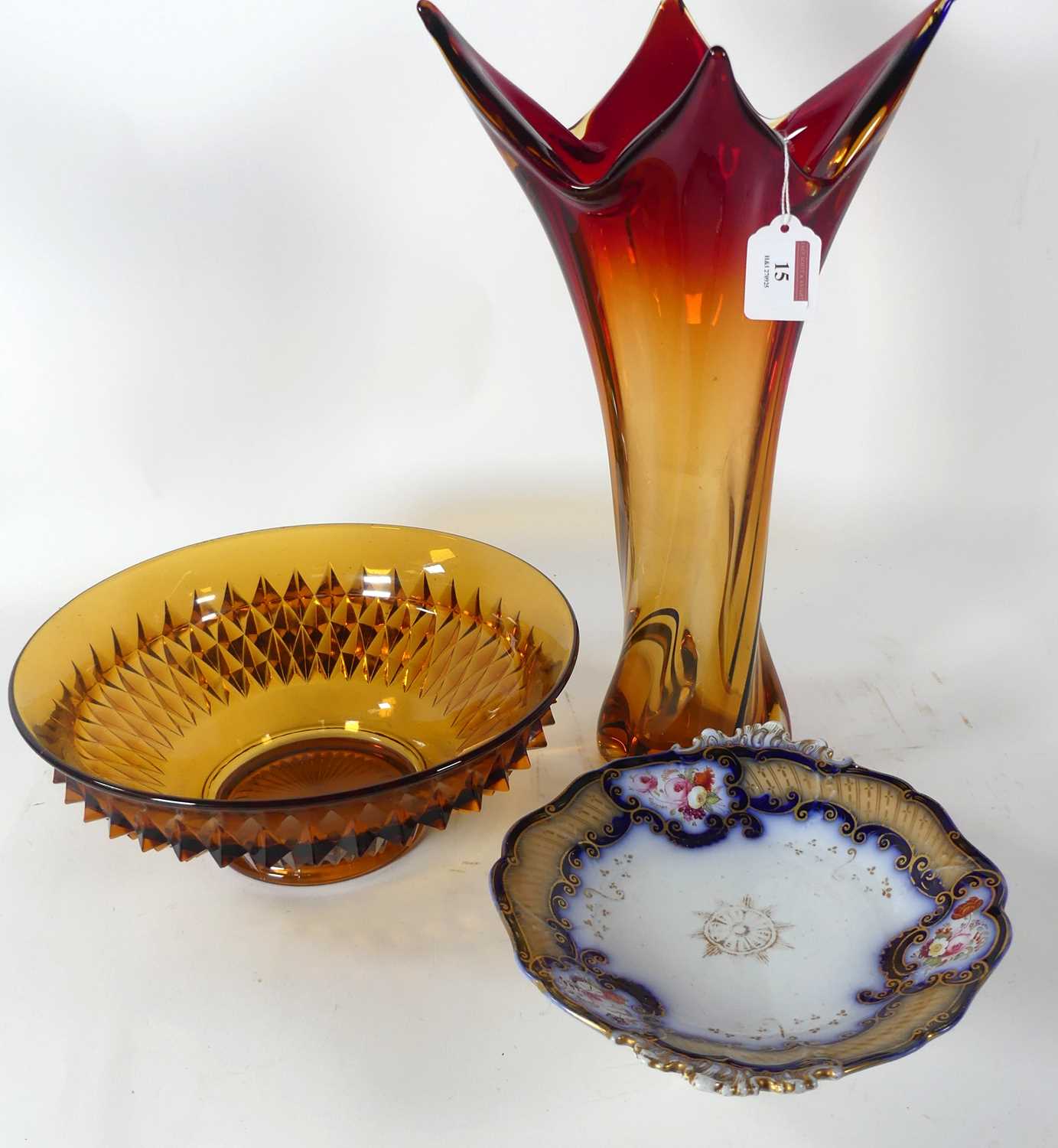 Lot 15 - A 20th century Murano glass vase; together...