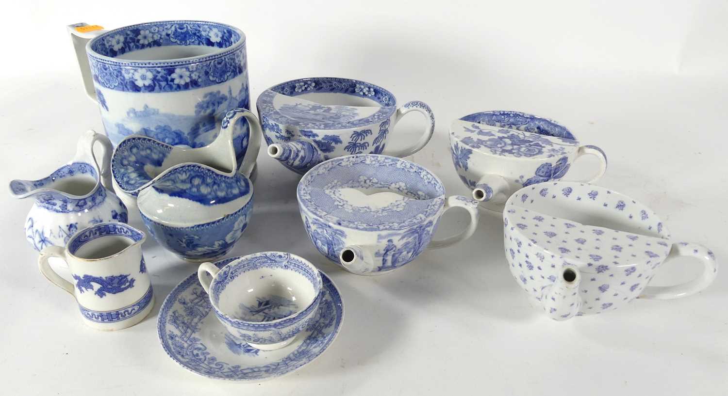 Lot 40 - A collection of Victorian blue and white wares,...