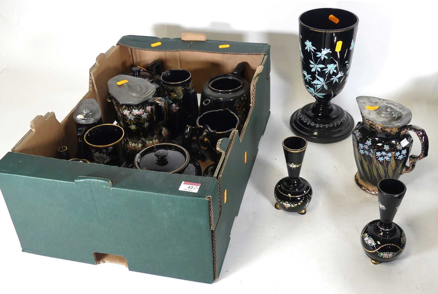 Lot 42 - Three boxes of Victorian ceramics and...