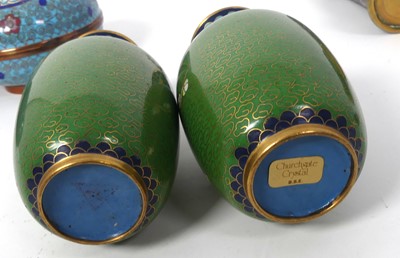 Lot 49 - A box of cloisonne wares, to include a pair of...