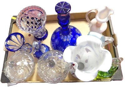 Lot 59 - A box of Victorian glass items, to include a...