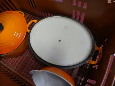 Lot 68 - A collection of Le Creuset burnt orange wares,...