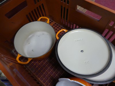 Lot 68 - A collection of Le Creuset burnt orange wares,...