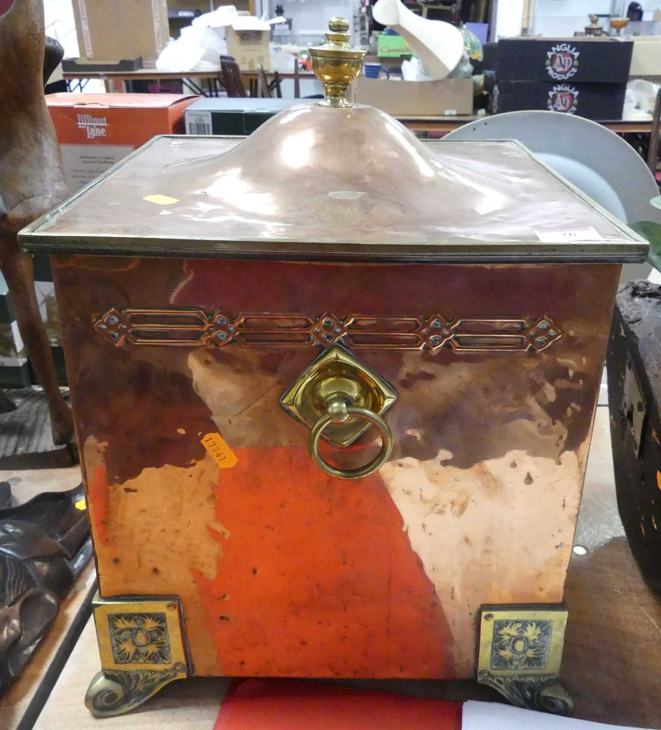 Lot 76 - An Edwardian copper and brass Arts & Crafts...