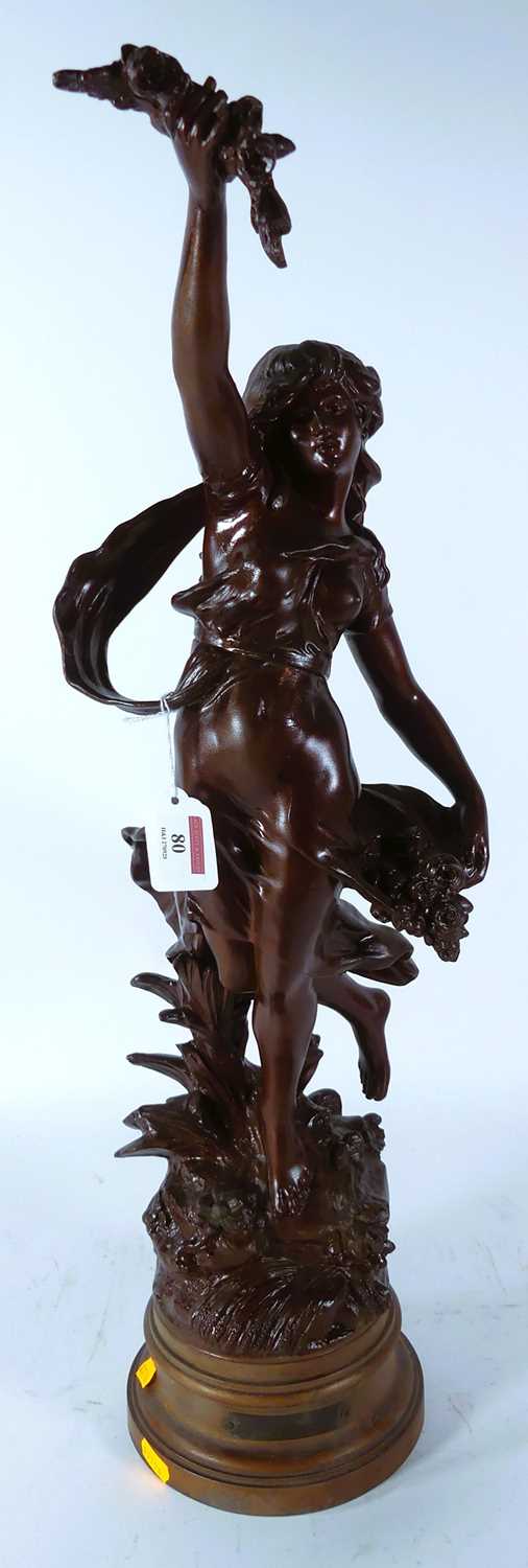 Lot 80 - A large continental spelter figure 'Le Temps...