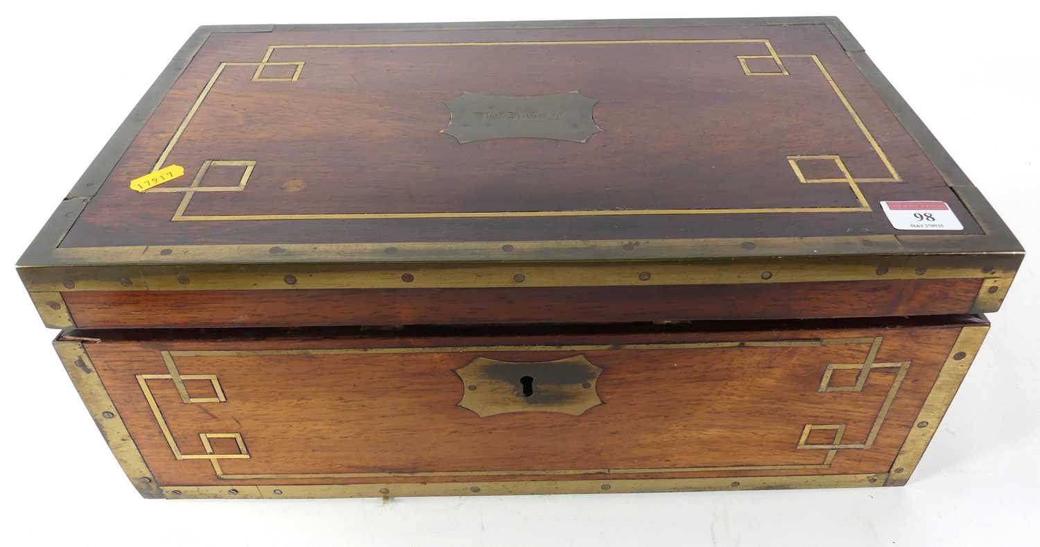 Lot 98 - A 19th century brass banded walnut writing...