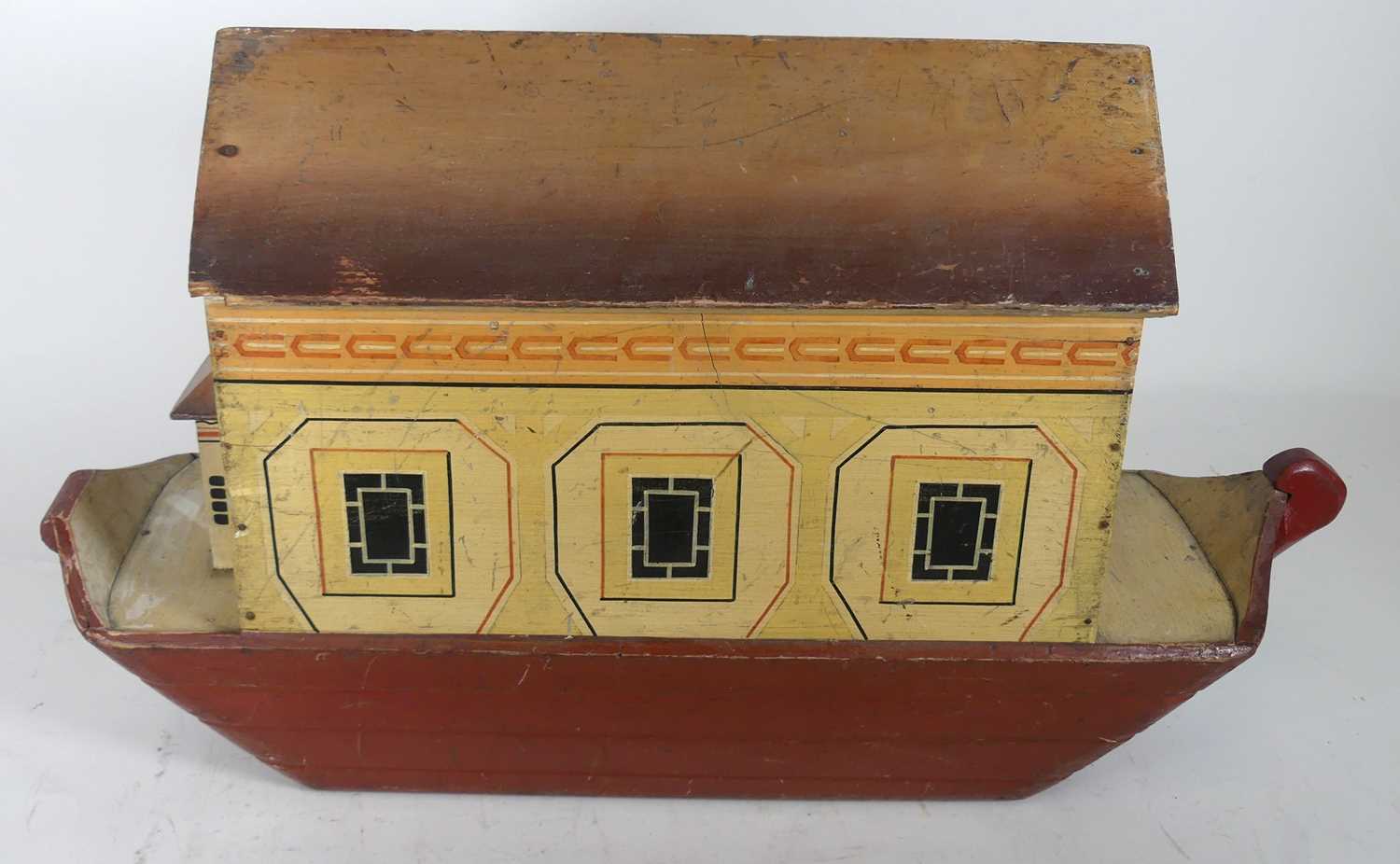 Lot 104 - A wooden scratch-built model of Noah's Ark,...