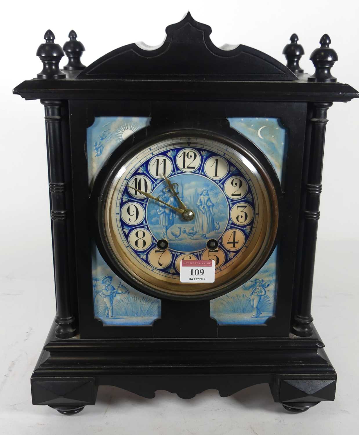 Lot 109 - An Aesthetic Movement ebonised mantel clock, h....