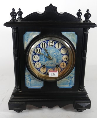 Lot 109 - An Aesthetic Movement ebonised mantel clock, h....