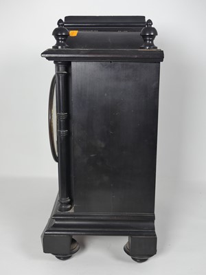Lot 109 - An Aesthetic Movement ebonised mantel clock, h....