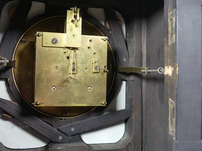 Lot 109 - An Aesthetic Movement ebonised mantel clock, h....