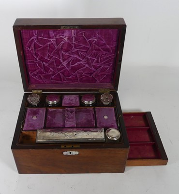 Lot 112 - A Victorian vanity set, having a walnut...