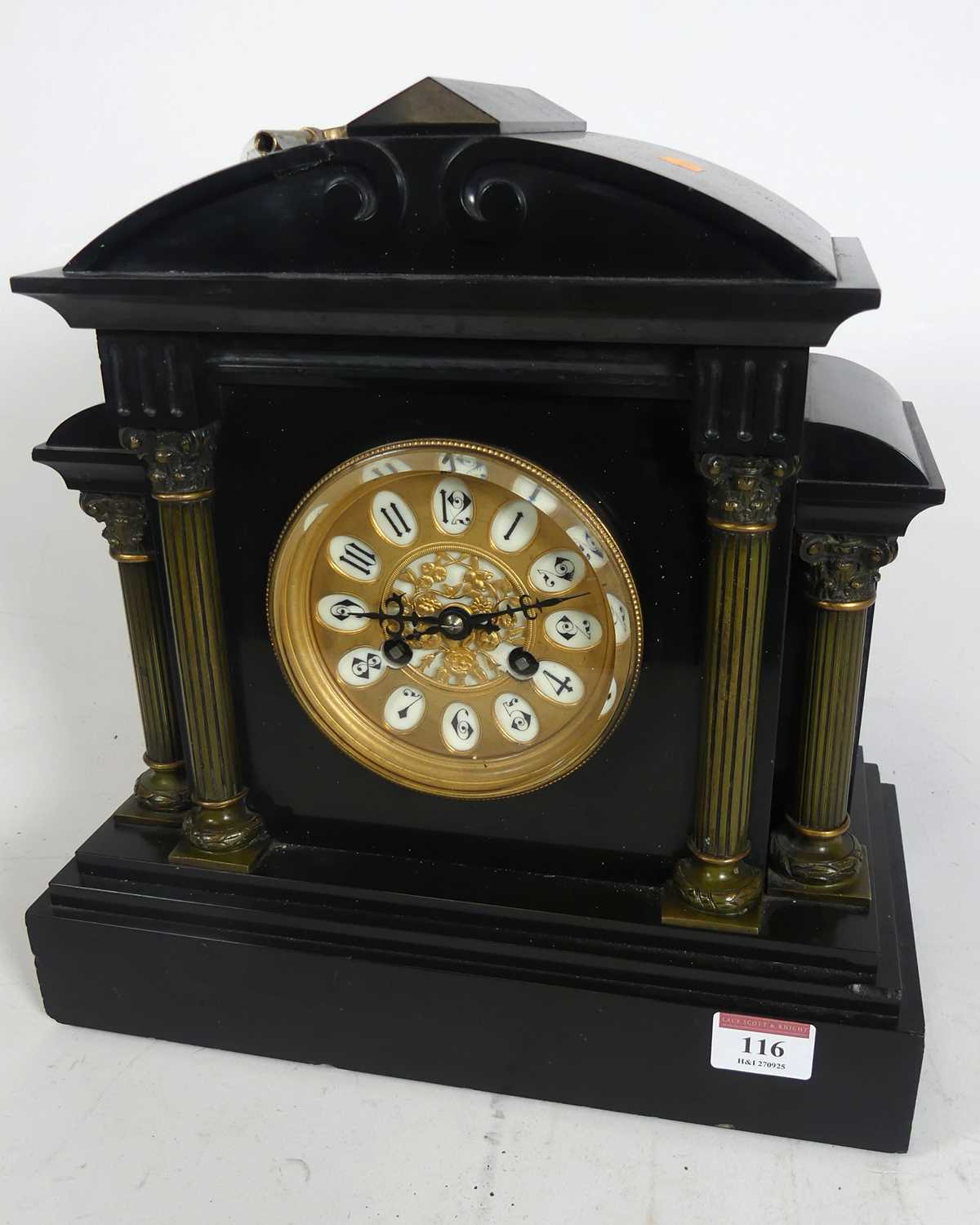 Lot 116 - A late 19th century continental black slate...