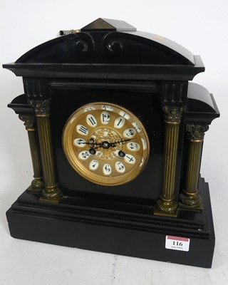 Lot 116 - A late 19th century continental black slate...