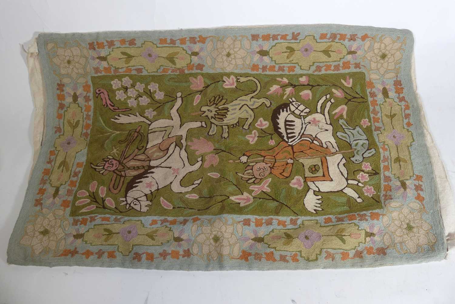 Lot 118 - A hand-embroidered tapestry, depicting a...