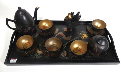 Lot 128 - A Chinese tea set, comprising tray, teapot,...