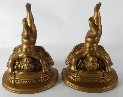 Lot 136 - A pair of plaster cherub angel wall hanging...