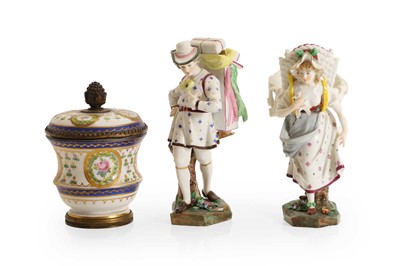 Lot 170 - A pair of continental porcelain figures, of a...