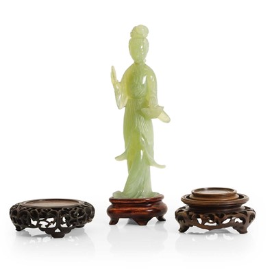 Lot 172 - A hardstone figure, depicting a lady with a...