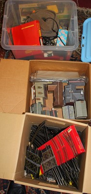 Lot 1521 - Three boxes of 00 gauge buildings, track and...
