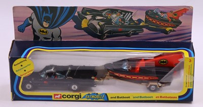 Lot 1397 - Corgi gift set No. 3 Batmobile and Batboat...