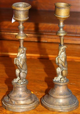 Lot 1585 - A pair of silver paint candlesticks with...