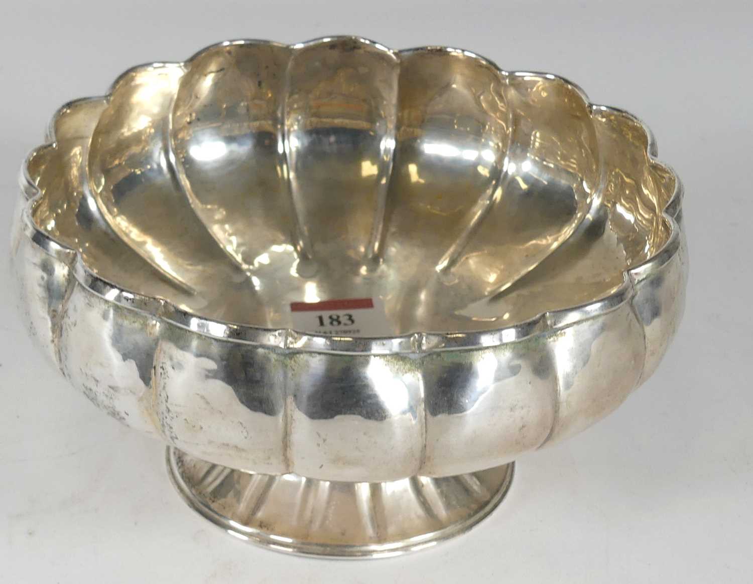 Lot 183 - A continental white metal pedestal bowl, with...
