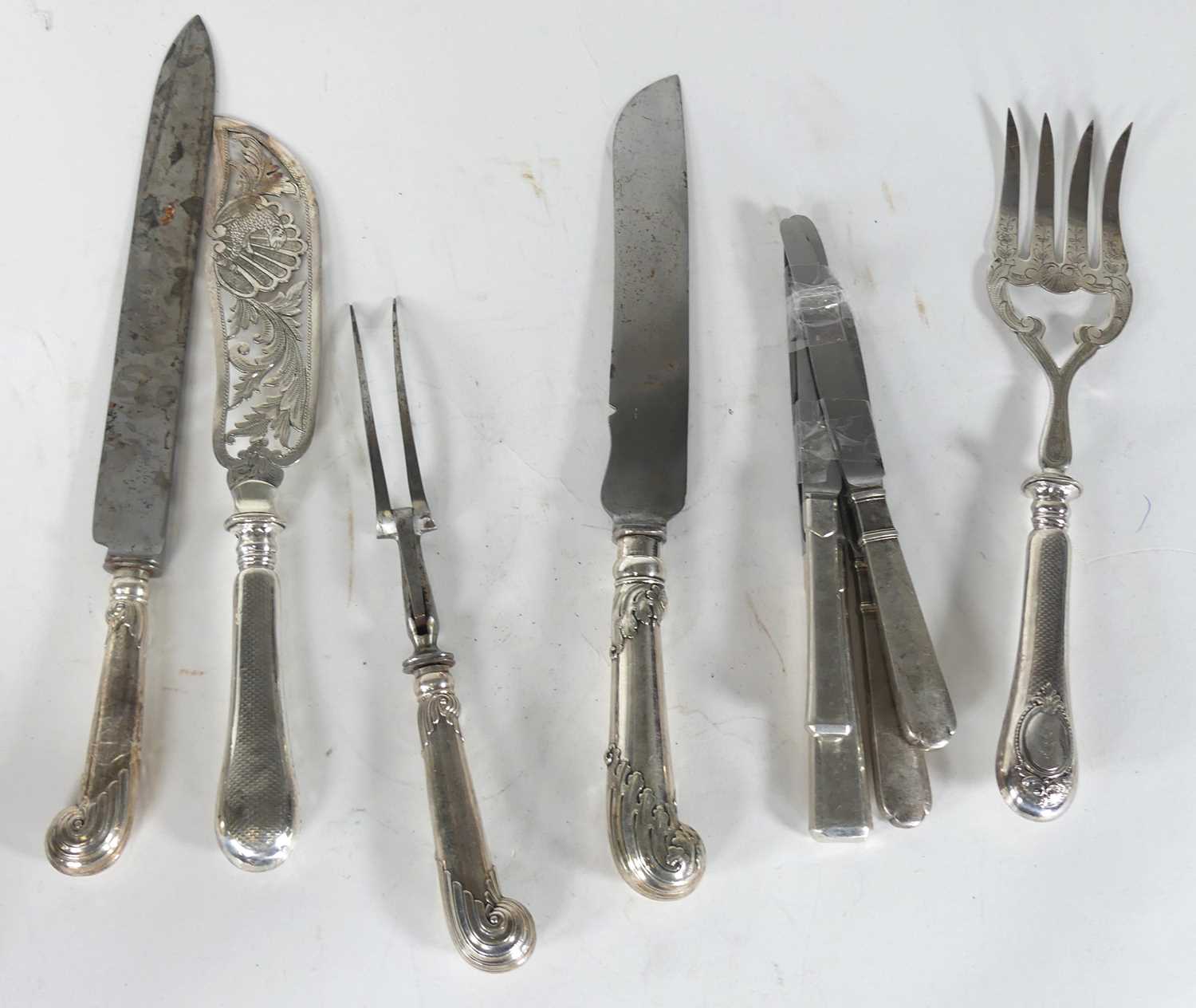 Lot 192 - A collection of Victorian silver handled...