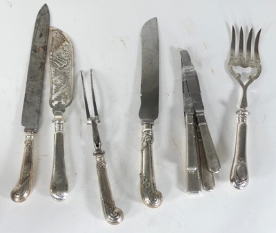 Lot 192 - A collection of Victorian silver handled...