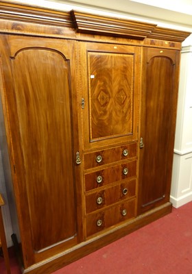 Lot 1111 - An Edwardian mahogany and satinwood inlaid two-...