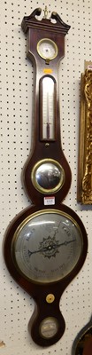 Lot 1115 - A Regency mahogany four-dial wheel barometer,...