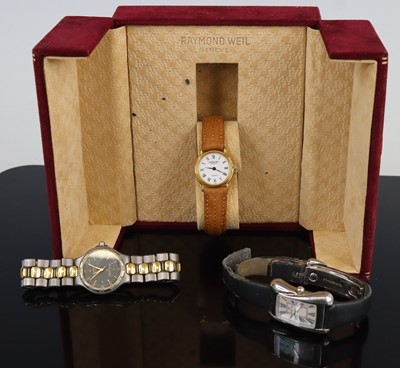 Lot 313 - A lady's Raymond Weil gold plated quartz...