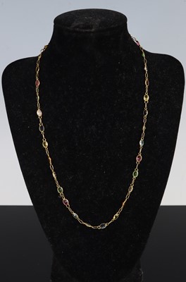 Lot 315 - An 18ct gold multistone set necklace, with...