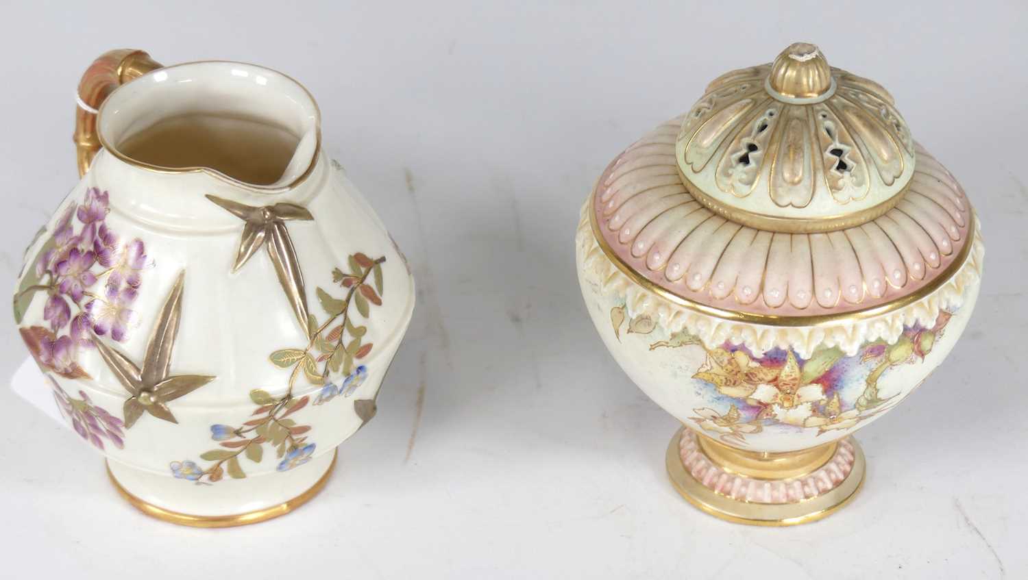 Lot 173 - A Royal Worcester blush ivory and gold gilt...