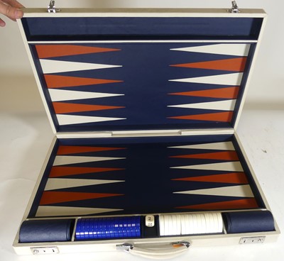 Lot 544 - A large backgammon set in fitted leather case